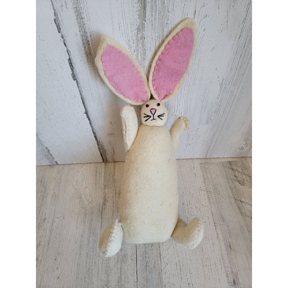 Felt white Easter Bunny spring plush home decor figure vintage unique